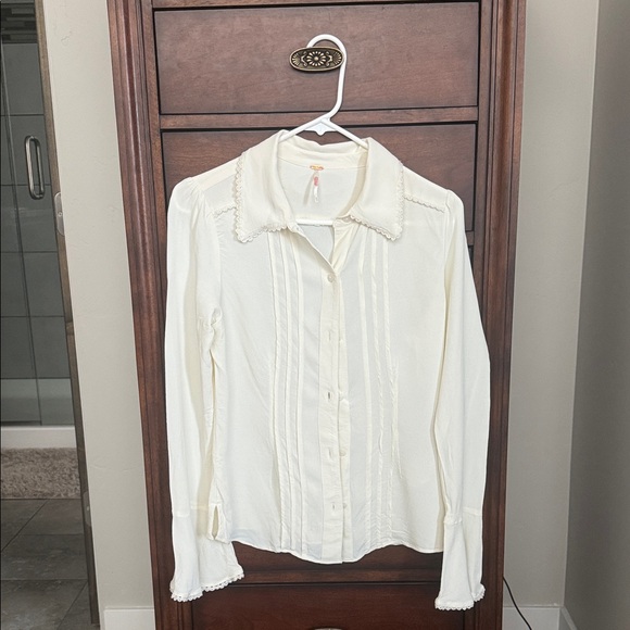 Free people cream melrose blouse button down small - Picture 3 of 7